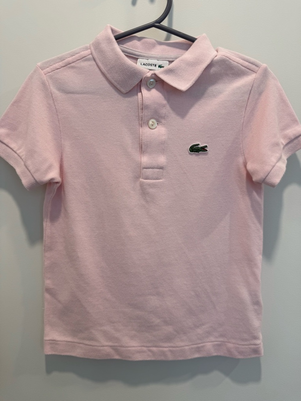 Lacoste Kids Light Pink Polo with Green Crocodile Logo